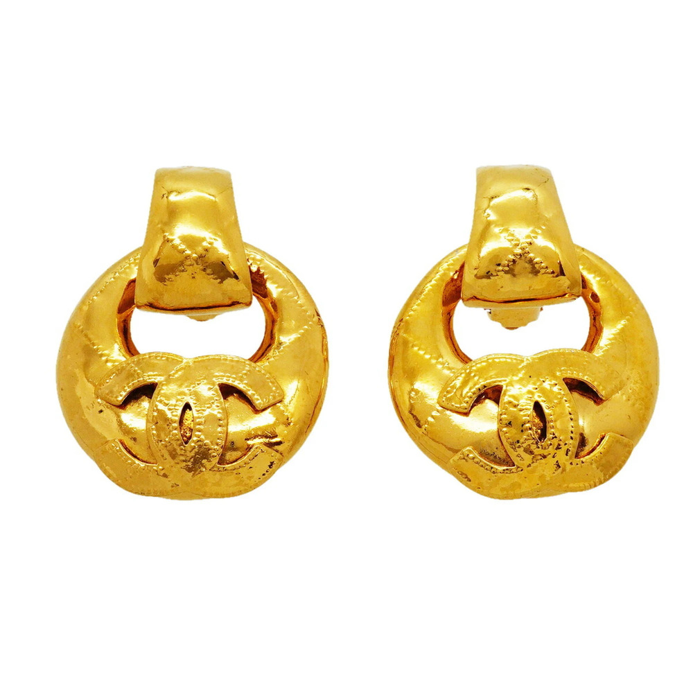 Chanel earrings, Coco Mark, GP plated, gold, women's.